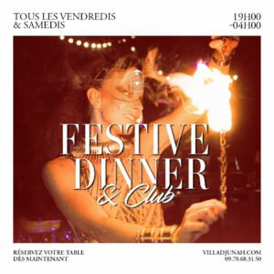 Villa Djunah invites you to a festive dinner every weekend followed by dancing in the club