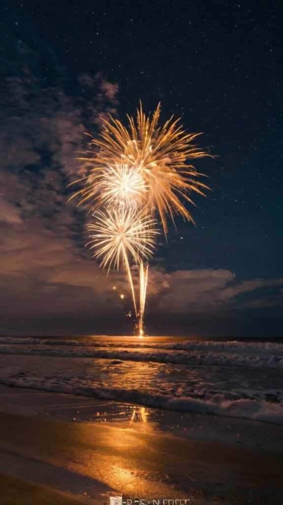Fireworks over the beach